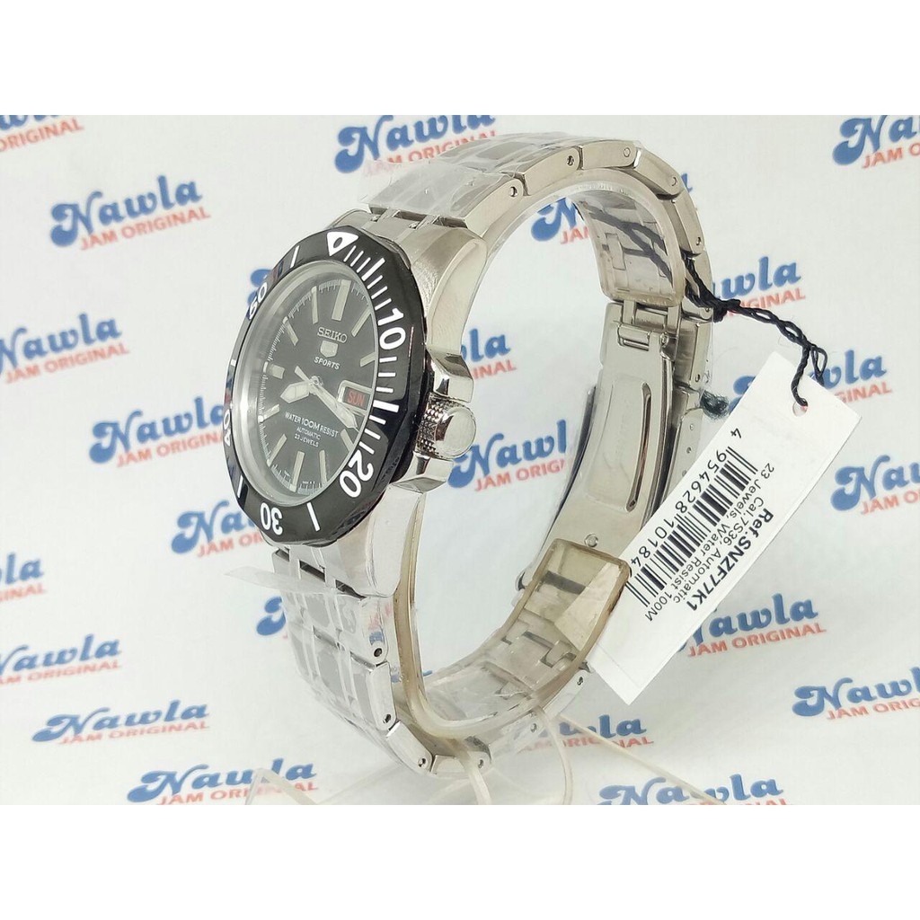 Seiko 5 Sports SNZF77K1 Stainless Steel Black Bezel | Jam Pria SNZF77