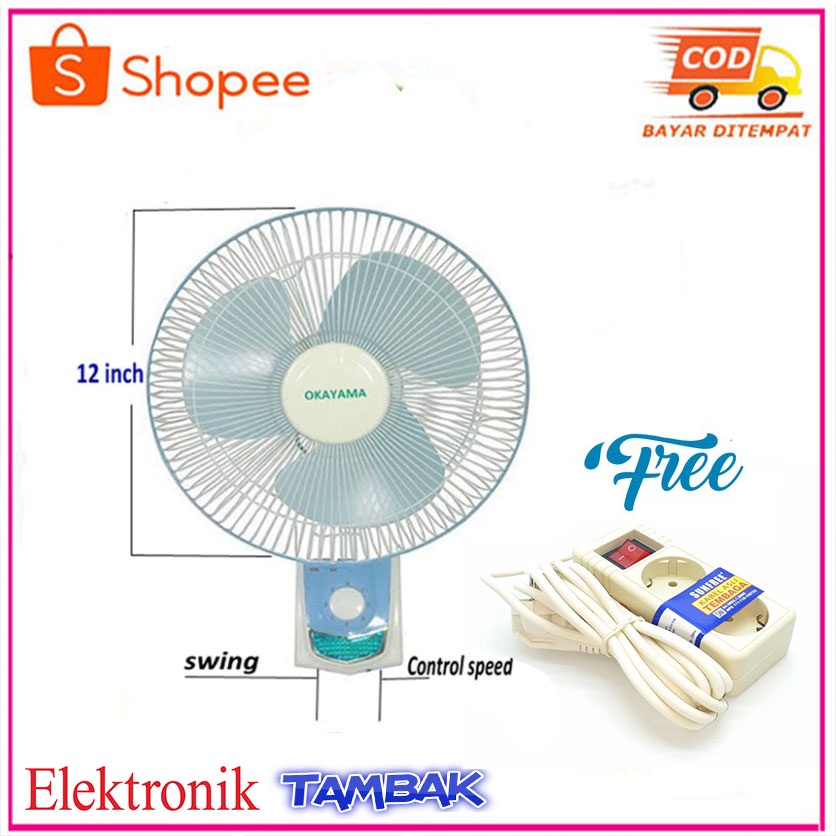 PROMO kipas angin dinding murah 12 inchi okayama FREE STOP KONTAK