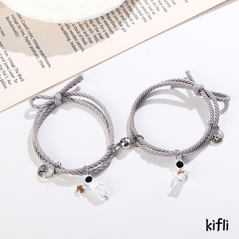 2Pc Korea Ins Gelang,Astronot Pasangan Rantai MagnetmGelang Dikepang Cinta,Hadiah Lucu