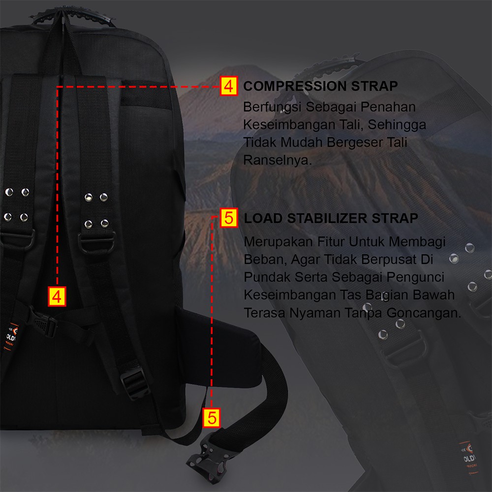 Tas Ransel GOLDVERS Tas Mudik Pria Tas CARRIER SUPER JUMBO Original 60L Ransel Hiking Tas Punggung