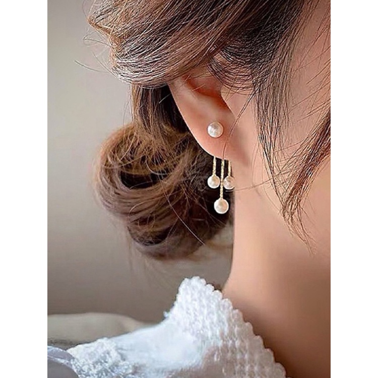 Anting Rumbai Kristal Zircon Mutiara Gaya Elegan Untuk Wanita