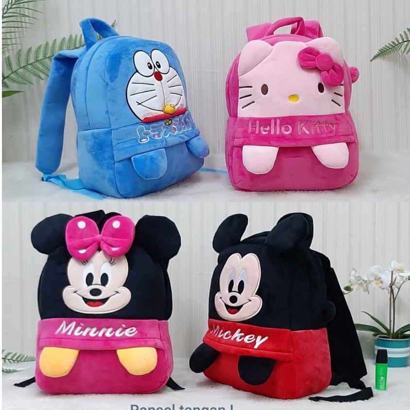 Tas Ransel Tangan Size L/Backpack anak Sekolah SD/Tas Karakter Miki Minie Doraemon Hello Kitty/kado tas anak