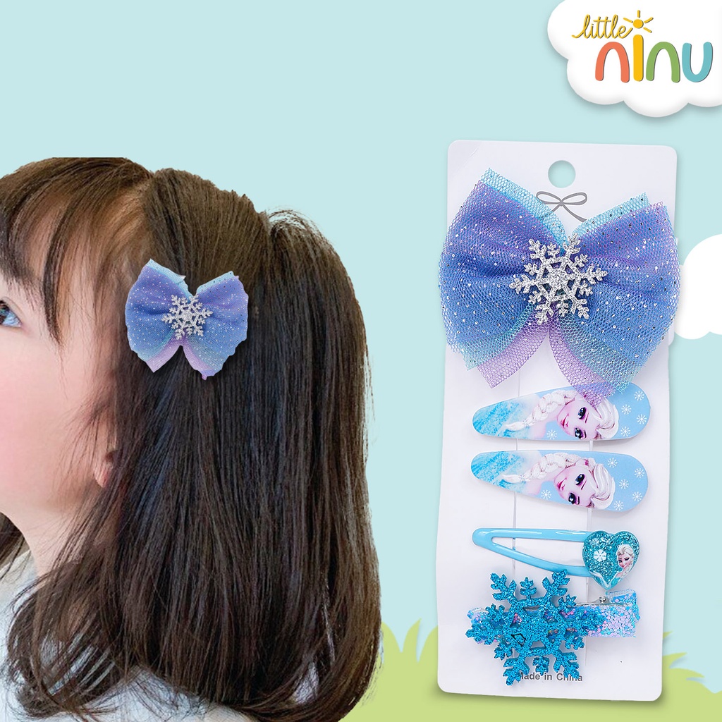 LITTLE NINU Jepit Rambut Anak Set Kartun Hair Clips 5 Pcs