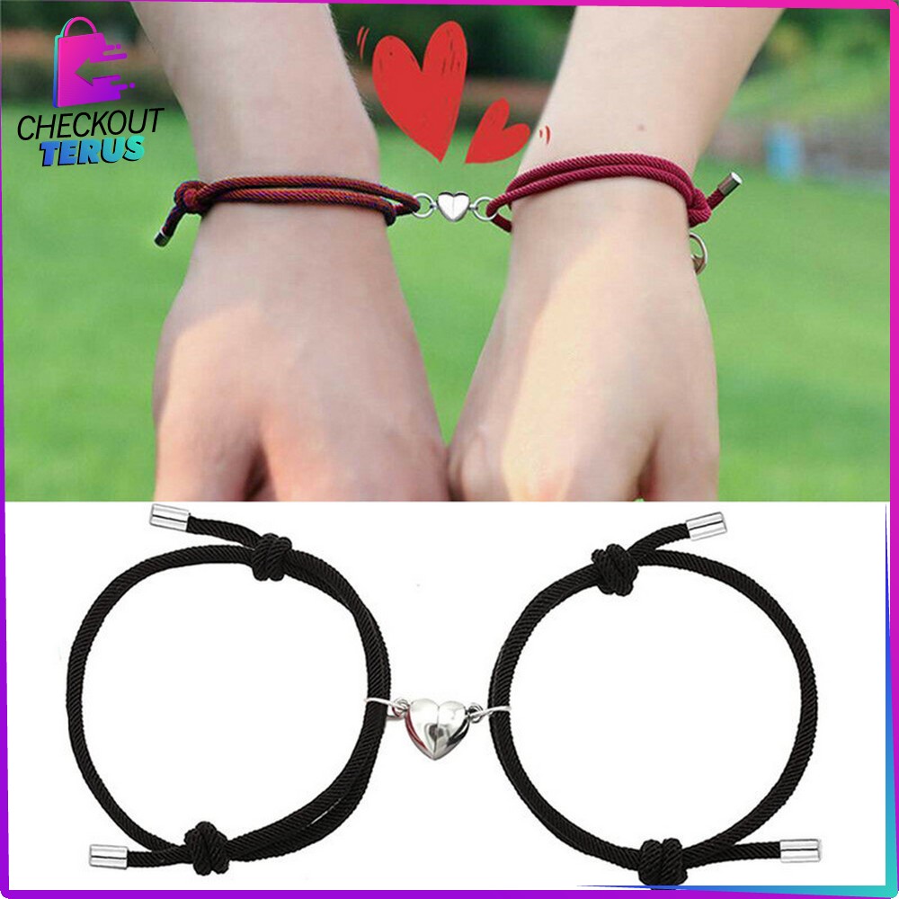 CT K67 Gelang Couple Magnet Fashion Wanita Pria Isi 2PCS Braided Bracelet Gelang Anyaman Tali Persahabatan Gelang Unik