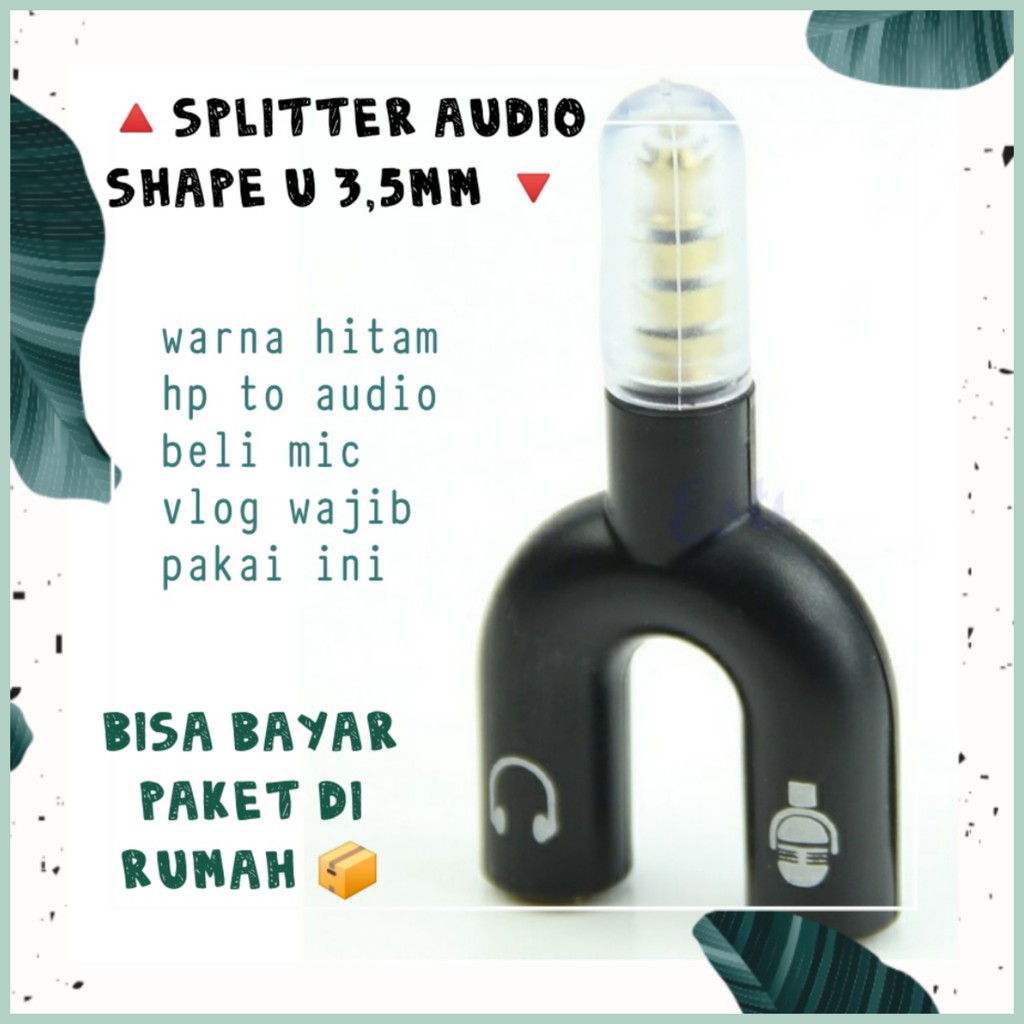 Spliter Audio Shape U 3.5mm ke Headphone &amp; Mic - K0650