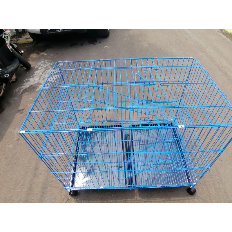 Kandang Lipat kucing anjing kandang besi tingkat Roda 90 cm GOJEK GRAB