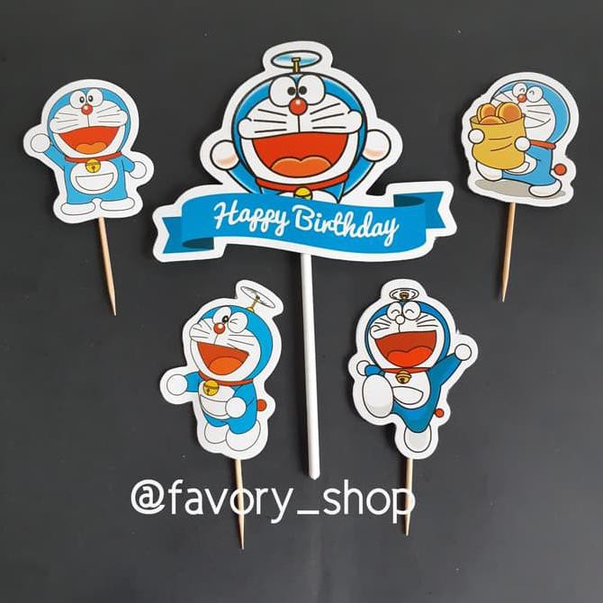 READY BONEKA ANAK LAKI LAKI☻ TOPPER SET DORAEMON / HIASAN TUSUK KUE KARAKTER DORAEMON DISKON