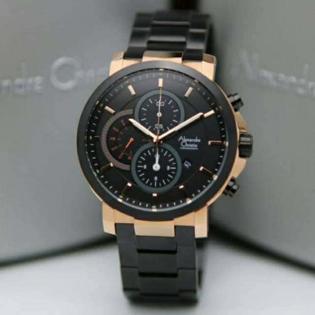 Alexandre Christie PRIA Original AC 6350 MC BLACK ROSEGOLD Garansi resmi 1 thn