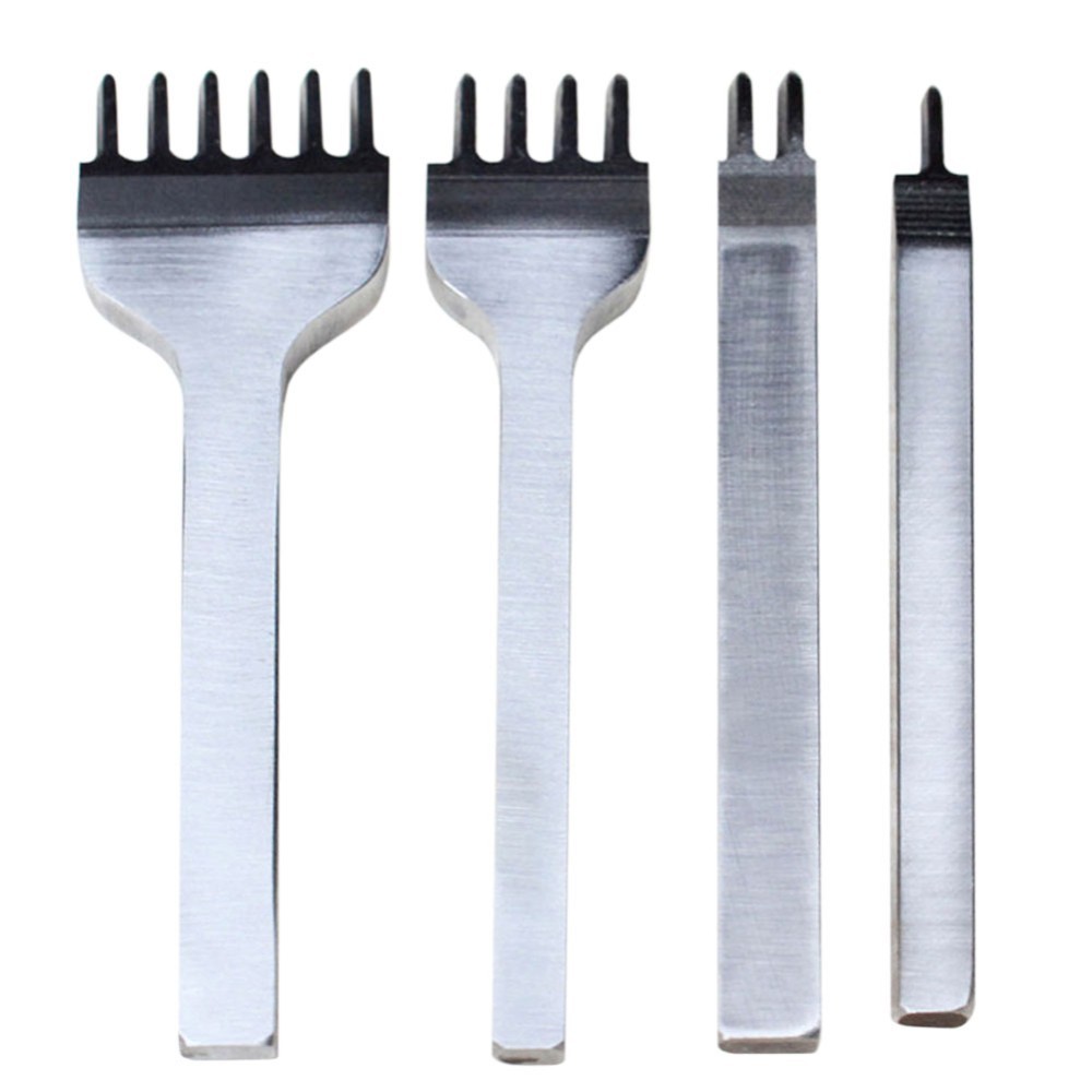 Alat DIY Kulit Leathercraft Hole OMOT87SV Punches Stitching Tool 1+2+4+6 Prong - Silver