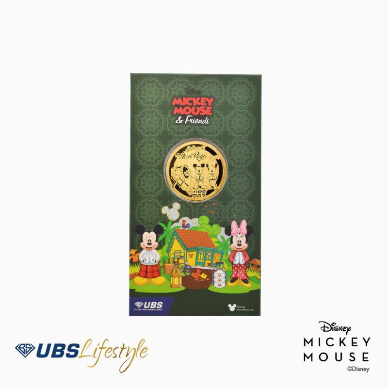 LOGAM MULIA EMAS 24K LM UBS ANGPAO LEBARAN O.2GR DISNEY MICKEY & MINNIE MOUSE ORIGINAL
