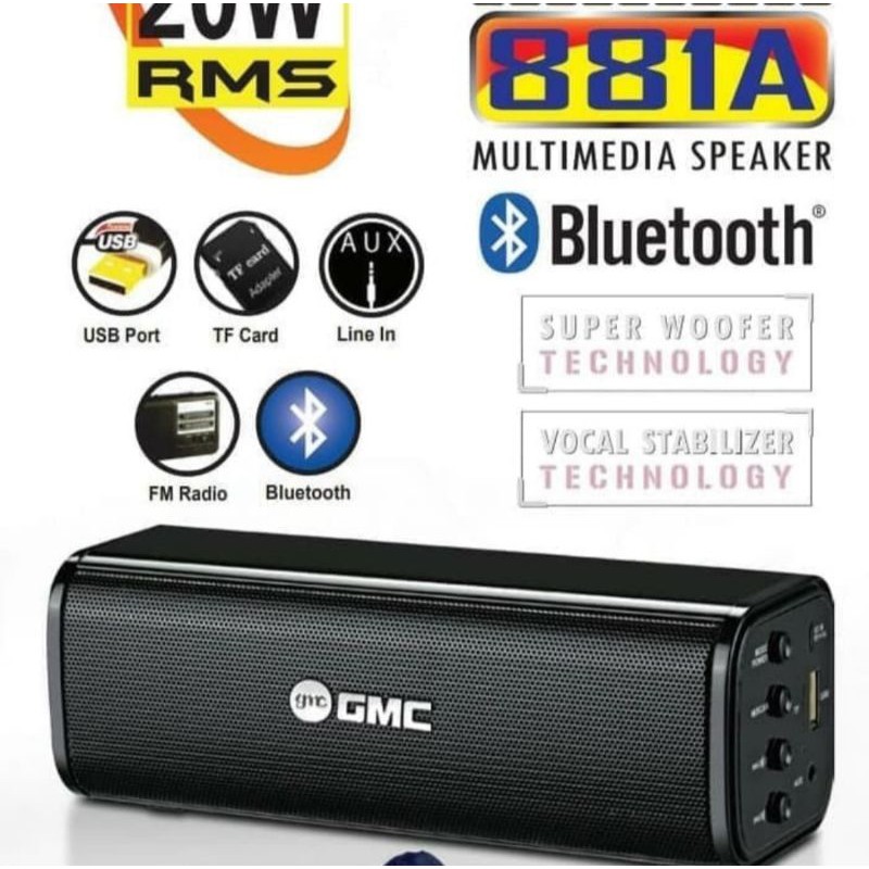 Speaker Bluetooth Portable GMC 881A Original Super Bass /Musik Box Bluetooth /Speaker Aktif GMC
