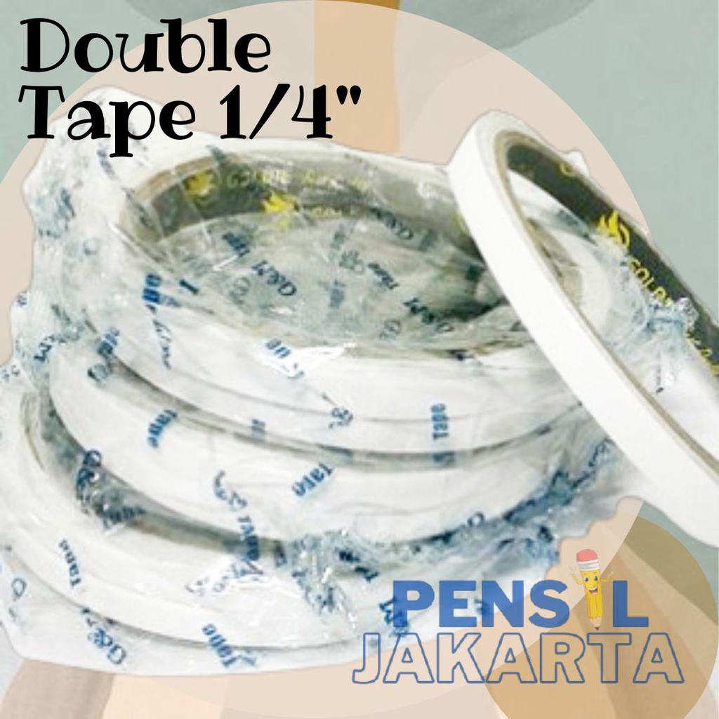 

Double Tape Kertas Putih 1/4 inch x 7m Goldie Tape [Ecer]