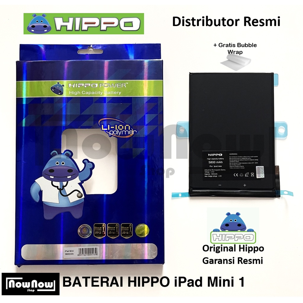 Baterai Hippo iPad Mini 1 5800 mAh Double Power Original Batre Batrai Battery HP Garansi Resmi Hippo