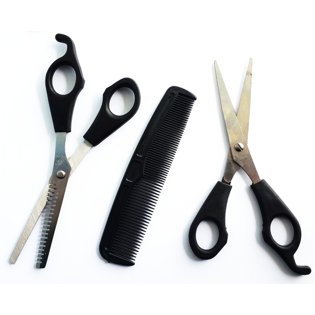 Gunting Sasak Set 3 Pcs / Gunting Rambut Set Pencukur Sisir Penipis Potong Rambut