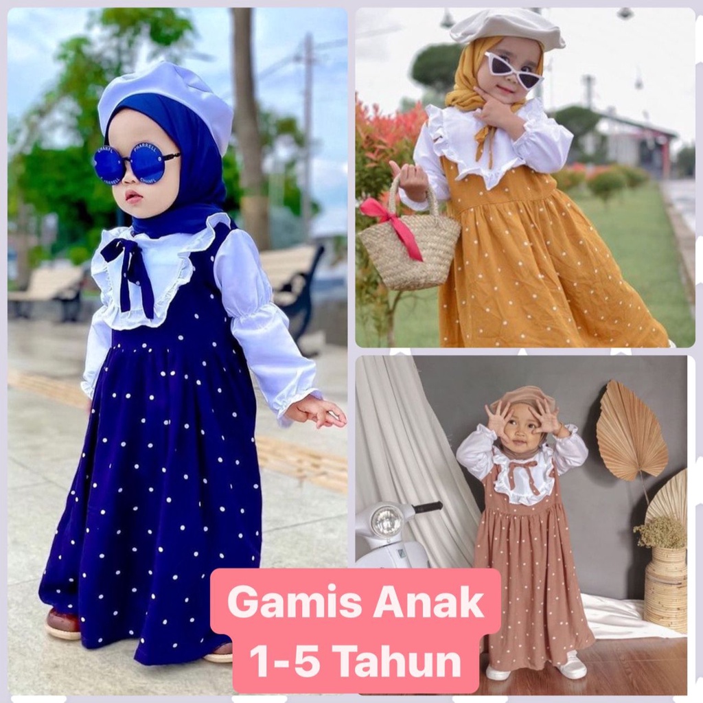 [SIZE 1-5 TH] ER123 Dress gamis anak perempuan umur 2-5thn cantik bahan katun rayon baju muslim anak