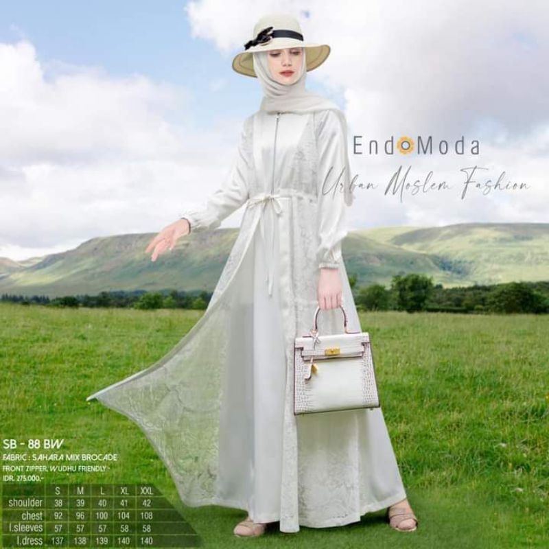 Gamis Endomoda brokat Sb 88 broken white