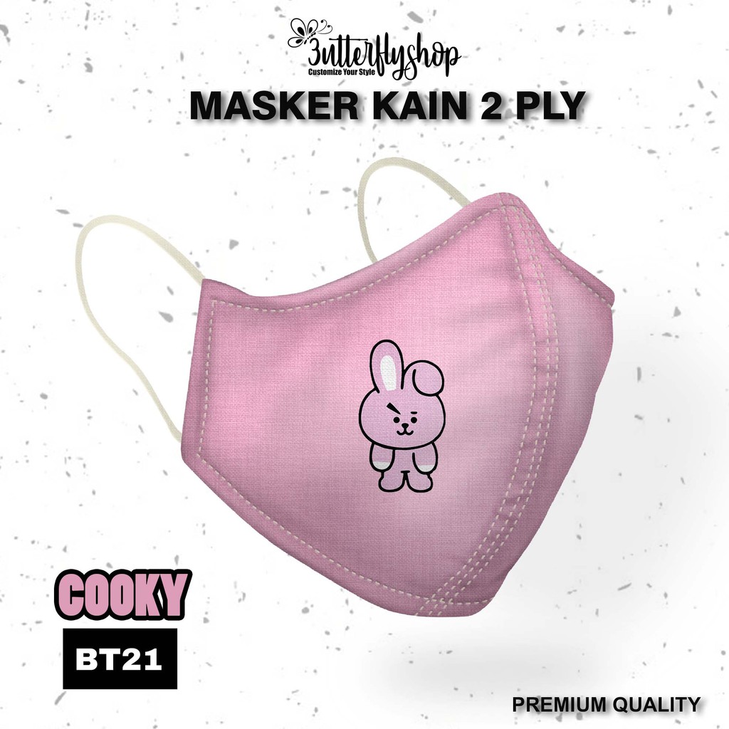 [MASKER ] BT 21 Masker kain 2 ply premium quality chimmy tata digital printing full color fashionabl