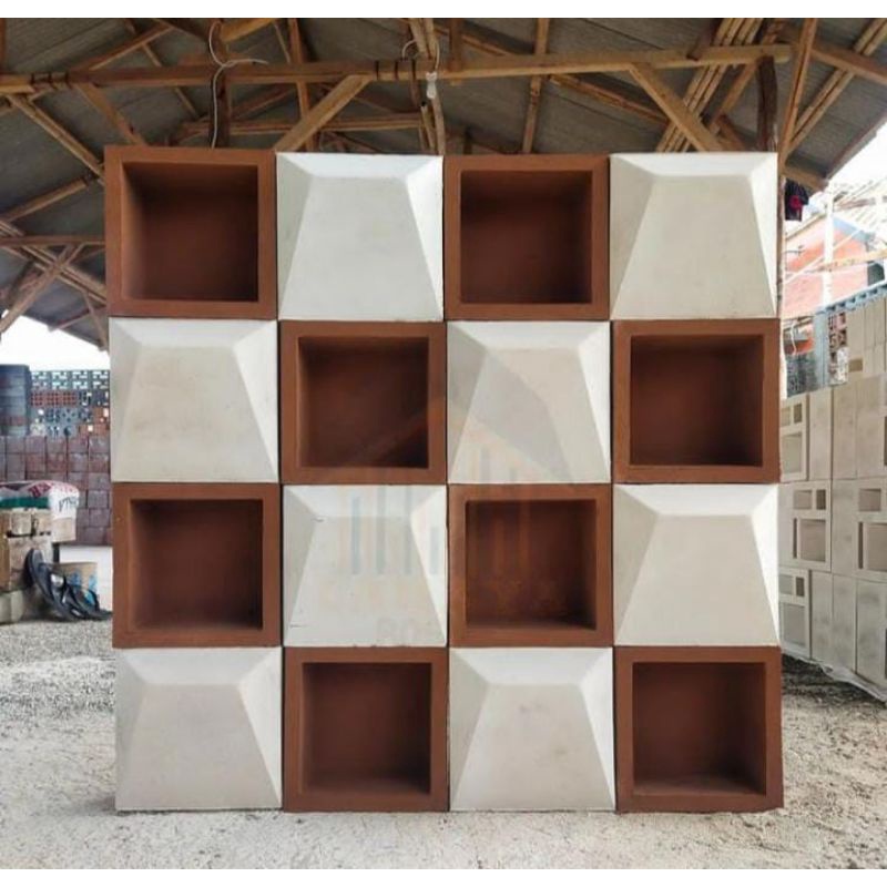 roster modern/roster beton/roster minimalis/roster motif diamon polos putih/merah