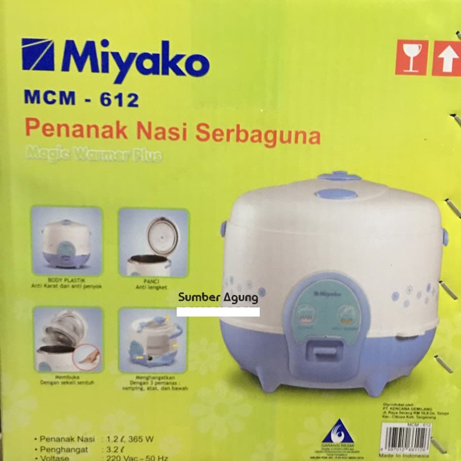 MCM612 Miyako 3 in 1 Rice Cooker 1.2 Liter MCM-612 - Putih