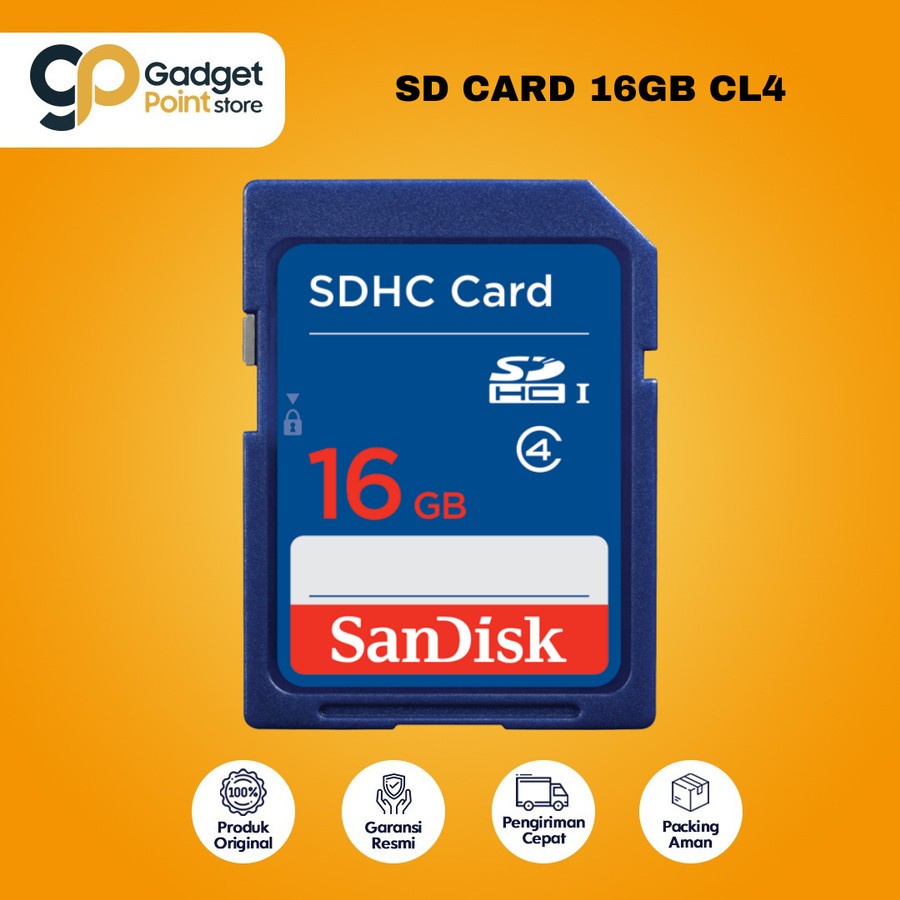 Sandisk SD Card 16 GB Cl4 Original - Original Garansi Resmi