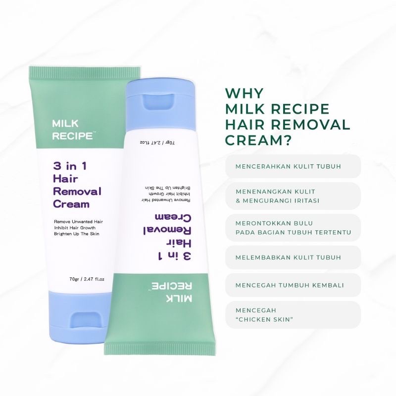 MILK RECIPE 4 IN 1 HAIR REMOVAL CREAM WAXING BULU PERONTOK BULU RAMBUT BPOM