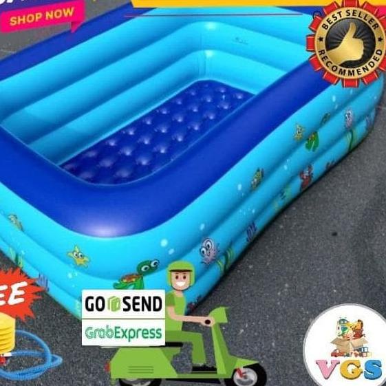 ➳ KOLAM RENANG ANAK KARET BALON UKURAN BESAR JUMBO 2M/3M MANDI BOLA + POMPA ❋