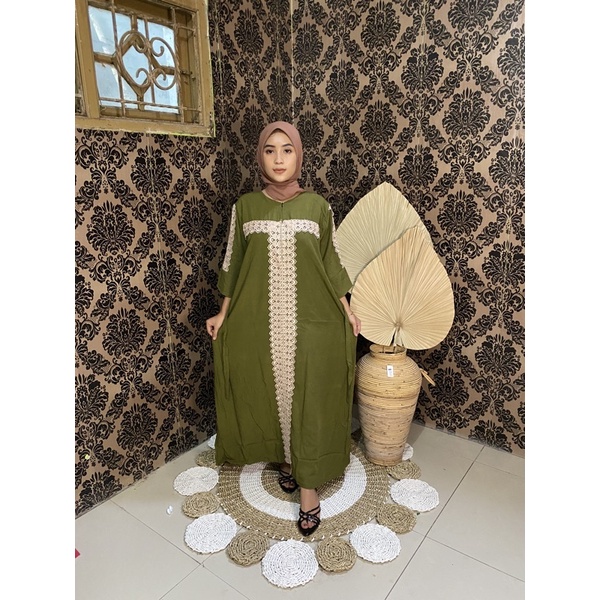 DASTER ARAB QUENA| RAYON SUPER GRADE A | RESLETING DEPAN BUSUI | RENDA MILO ORI | DASTER KEKINIAN-army