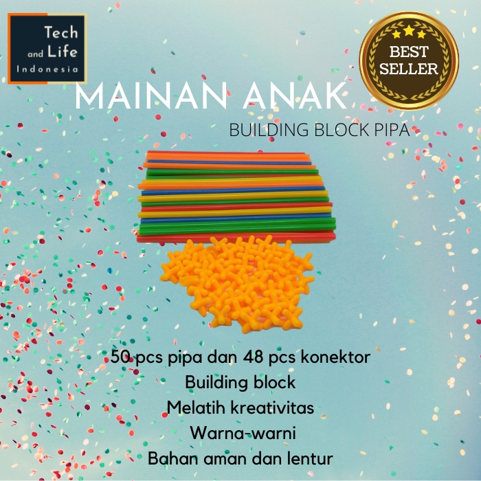 Mainan Anak Building Block Pipa Aneka Warna