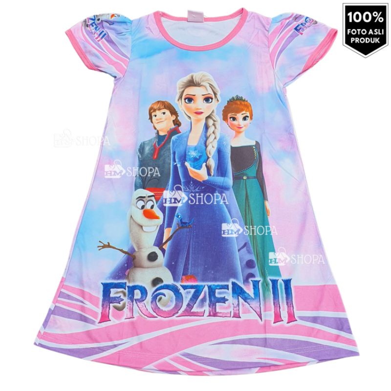 SALE HMshopa - Baju Dress Anak Perempuan FROZEN anna elsa Baju Anak Daster Dress size 5-10 tahun