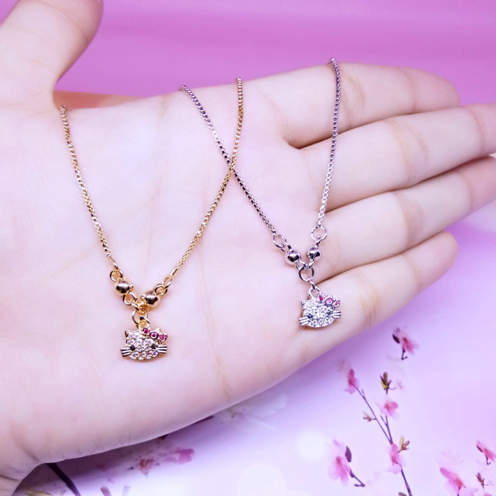 Kalung Anak Perempuan Xuping Gold Silver Liontin Permata HelloKitty *03