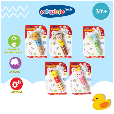 Boneka Remas Baby Squaker Kain Katun Newbie Tech Rattle Stick SNI