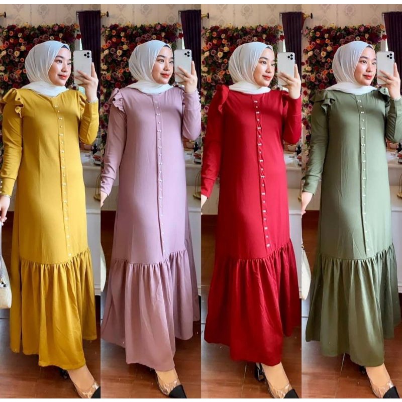 promo fhasion wanita-gamis atin full kancing 1000 rempel slimfit premium import/termurah/terbaru