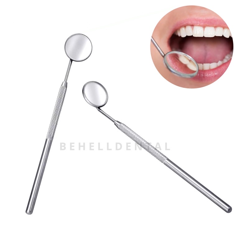 KACA MULUT GIGI BEHEL KACA MULUT SS + GAGANG ANTI KARAT ALAT KEDOKTERAN - DENTAL MIRROR BESI STAINLESS STEEL No 4 - Kaca Ortho Untuk Melihat Lihat Karang Gigi Plak , mulut dan Behel BEHELLDENTAL