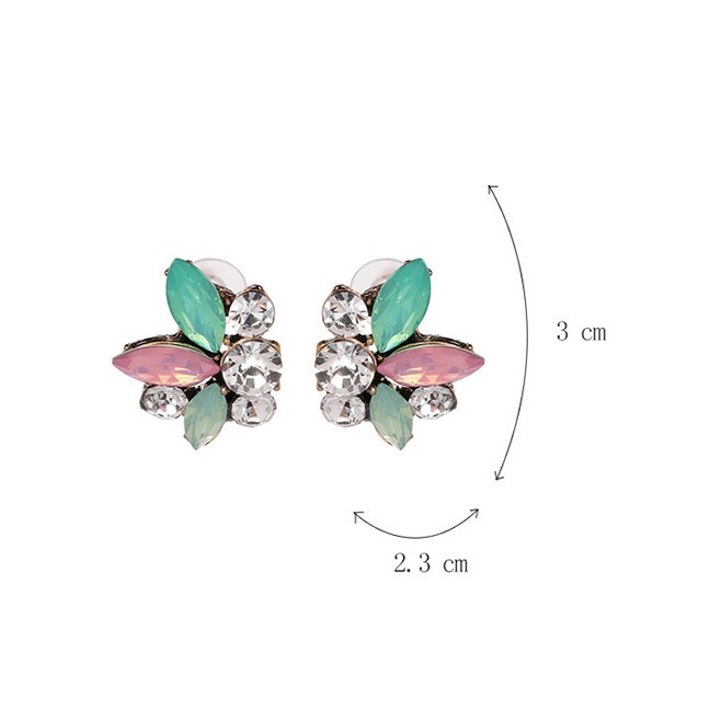 LRC Anting Tusuk Fashion Multi-color Full Diamond Decorated Earrings