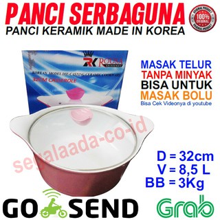  Panci  Keramik  Rousa Kitchenware Korean  Model 32cm Tutup 