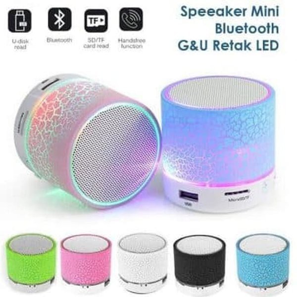 *Speaker Mini Bluetooth Portabel Retak Lampu Led Music Box