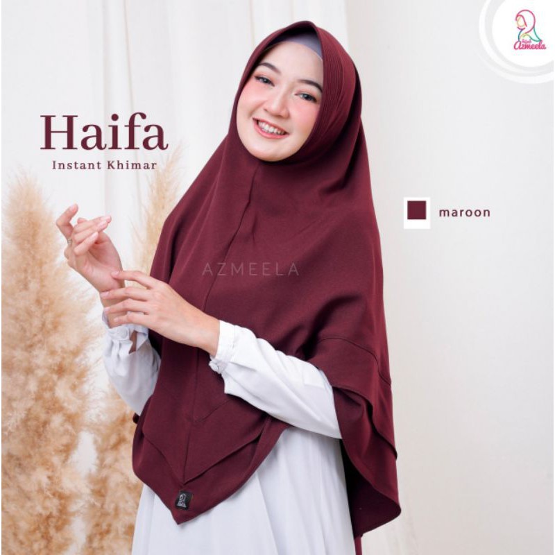 Haifa Khimar by Azmeela hijab instant simple syar'i Zara crepe pad-Maroon