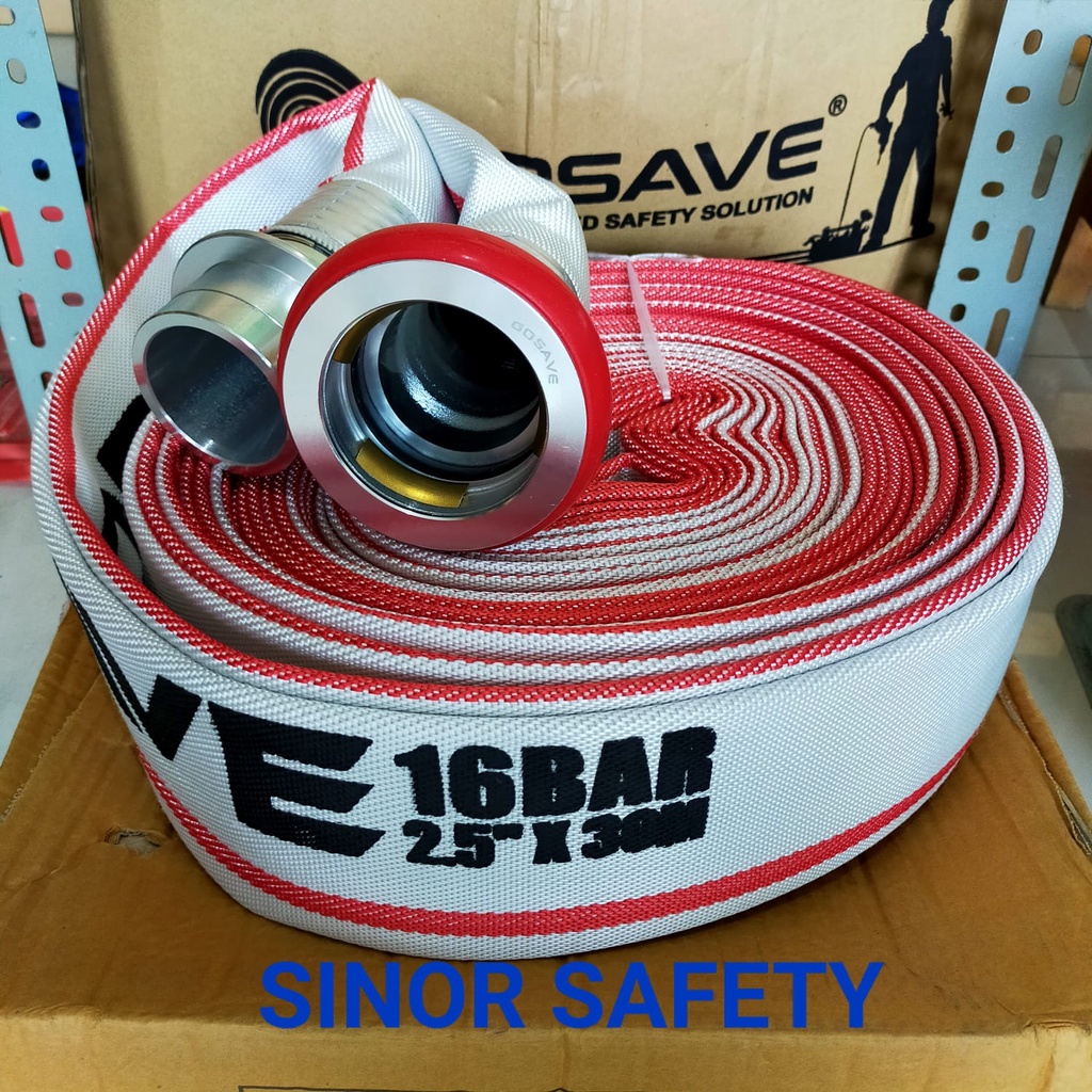 Fire Hose Kanvas / Selang Pemadam 2.5 inch x 30 Mtr GOSAVE 16 BAR