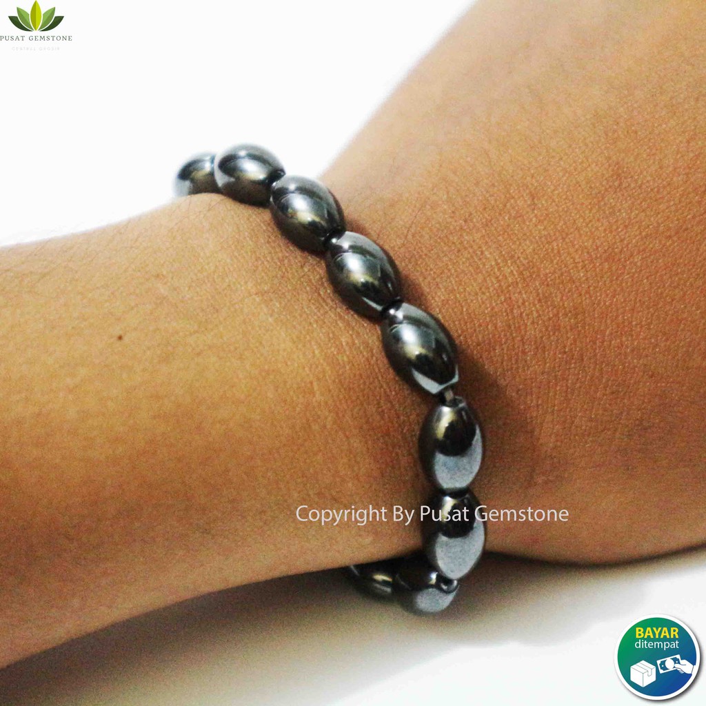 Gelang Pria Kesehatan Magnet Hitam Hematite Black Onyx