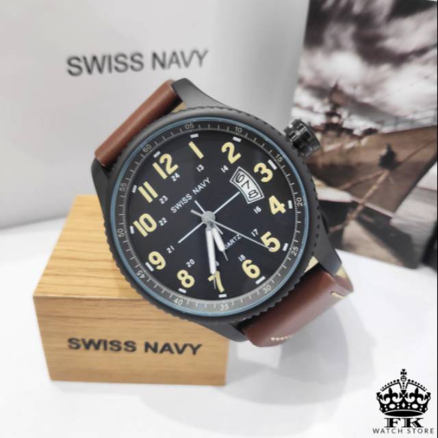 SWISS NAVY 8821 Brown ORIGINAL Jam Tangan Pria SWISS NAVY Analog