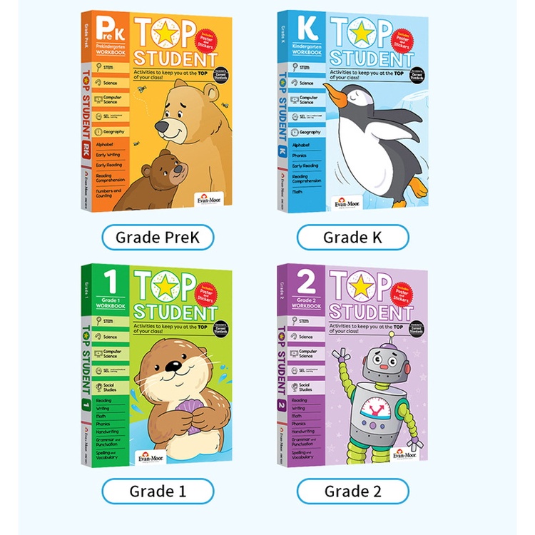 [LOGU] Buku Evan Moor Top student, Buku workbook belajar anak, Buku pelajaran English anak