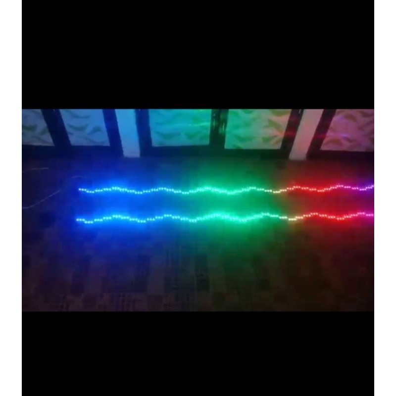 Strobo kaca 4 baris mode wave led hitam rapat