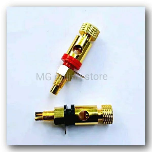 Terminal Speaker Bahan Bras Kuning Emas  (1 set) Warna Hitam Dan Merah