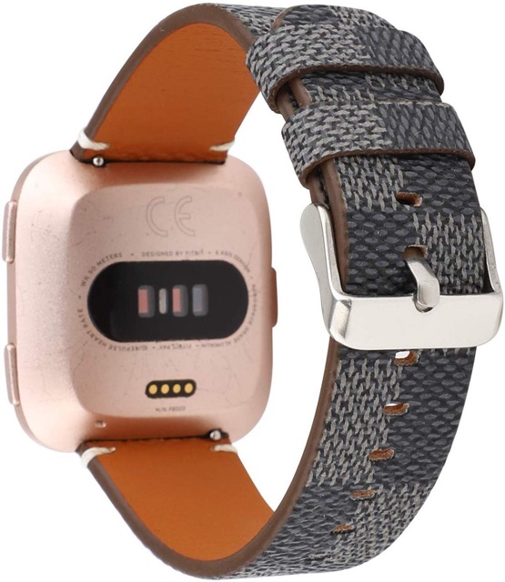 Strap samsung fitbit versa 2 lv pattern kulit leather tali jam 22mm branded lite fashion wanita