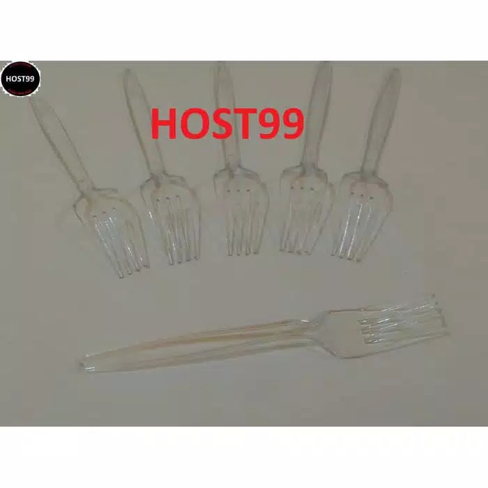 Garpu Makan Plastik Panjang Bening Transparan Tebal Fim Mantap Bks