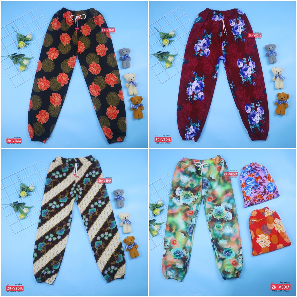 Jogger Bunga uk 8-10 Tahun / Scuba Premium Joger Pants Anak Perempuan Celana Panjang Import Cewek