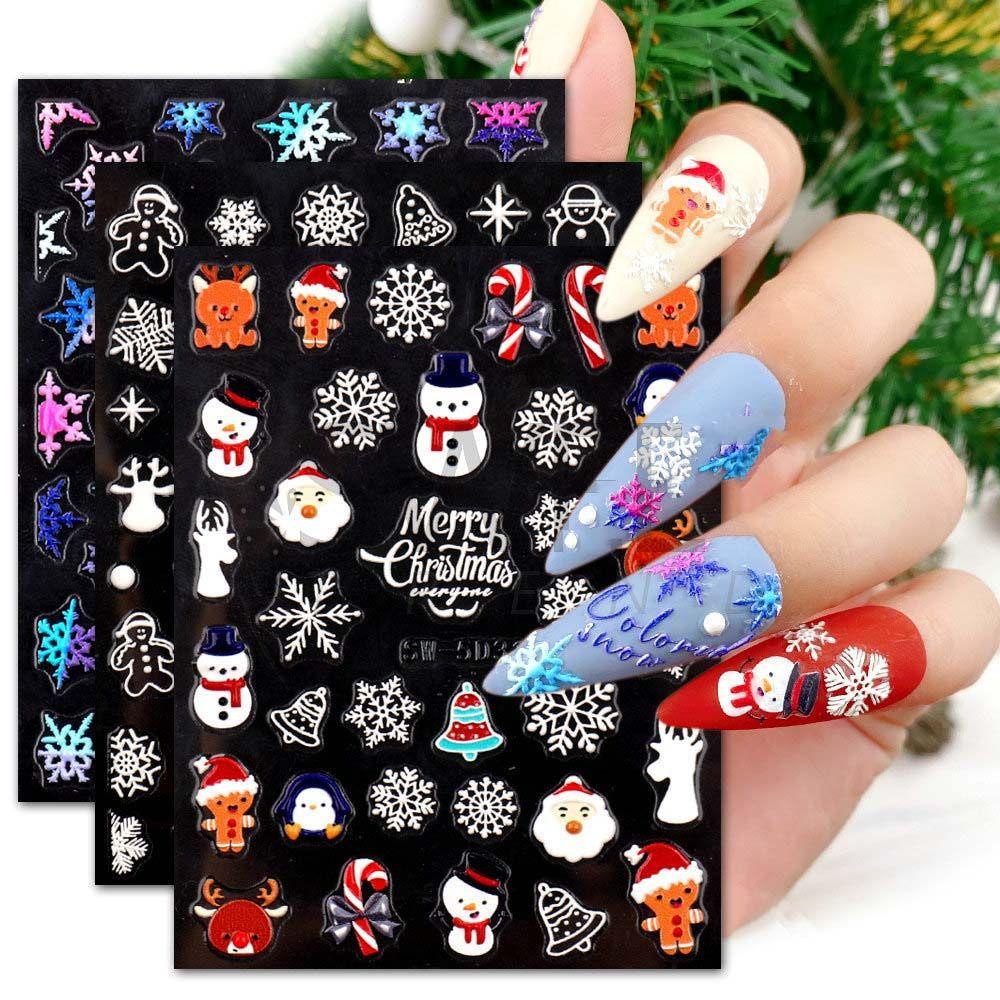 Mxbeauty Stiker Kuku Motif Natal 5D Untuk Dekorasi Nail Art