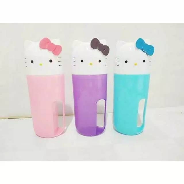 [200gr] LT- H117 - TEMPAT SIKAT GIGI HELLO KITTY - TRAVEL SET Toothbrush Holder Tempat Odol dan Sikat Gigi Kamar Mandi Model UNIK