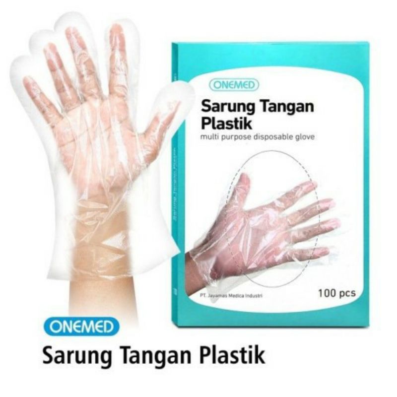 [Bayar Di Tempat] Sarung Tangan Plastik Onemed Box Isi 100 Pcs / Sarung tangan plastik Medis Onemed 