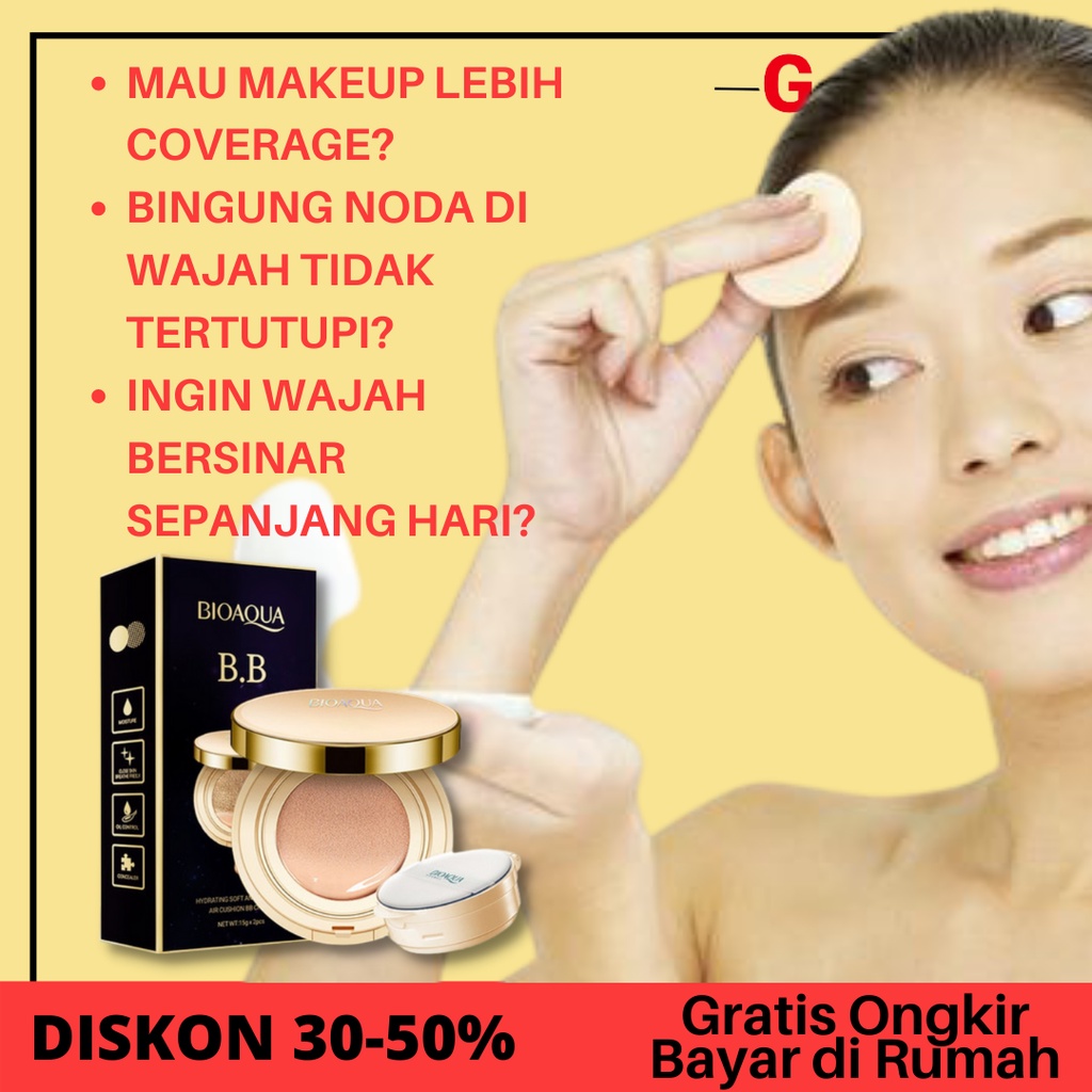 Bedak bb cream Bioaqua hydrating soft and flawless BB cream LIGHT COMPLEXION